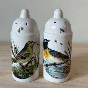 Vintage pair of Portmeirion "Birds of Britain" ceramic salt and pepper shakers